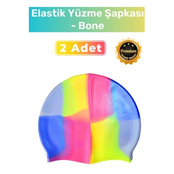 Özel Üretim Su Geçirmez Silikon Yüzücü Havuz Ve Deniz Bonesi Elastik Yüzme Şapkası 2li Set