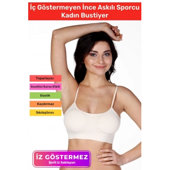 Özel Üretim Toparlayıcı Nefes Alabilen Kumaş Zarif İç Göstermeyen İnce Askılı Sporcu Kadın Bustiyer