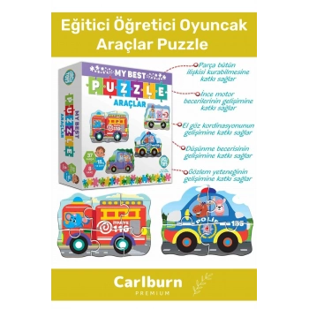 Özel Üretim 37 Parça 8 Araçlı Okul Öncesi Oyuncak Eğitici Öğretici Oyuncak Araçlar Puzzle