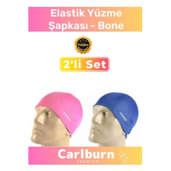 Özel Üretim Su Geçirmez Silikon Yüzücü Havuz Deniz Bonesi Elastik Yüzme Şapkası 2li Set