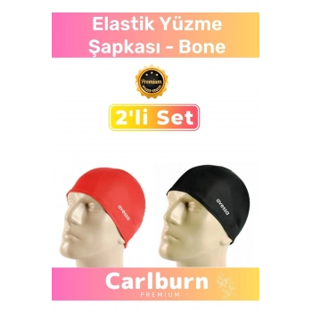 Özel Üretim Su Geçirmez Silikon Yüzücü Havuz Deniz Bonesi Elastik Yüzme Şapkası 2li Set