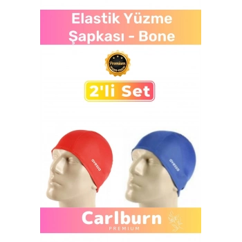 Özel Üretim Su Geçirmez Silikon Yüzücü Havuz Deniz Bonesi Elastik Yüzme Şapkası 2li Set