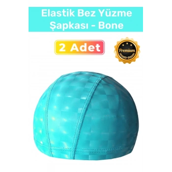 Özel Üretim Su Geçirmez Yüzücü Havuz Deniz Bonesi Elastik Bez Yüzme Şapkası 2li Set
