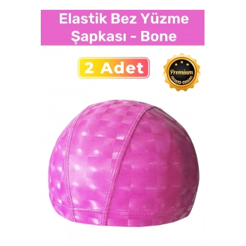 Özel Üretim Su Geçirmez Yüzücü Havuz Deniz Bonesi Elastik Bez Yüzme Şapkası 2li Set