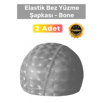 Özel Üretim Su Geçirmez Yüzücü Havuz Deniz Bonesi Elastik Bez Yüzme Şapkası 2li Set