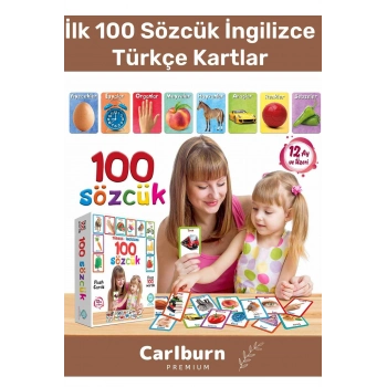 Özel Üretim Zeka Geliştirici Yabancı Dil Eğitici Çocuk İlk 100 Sözcük İngilizce Türkçe Kartlar