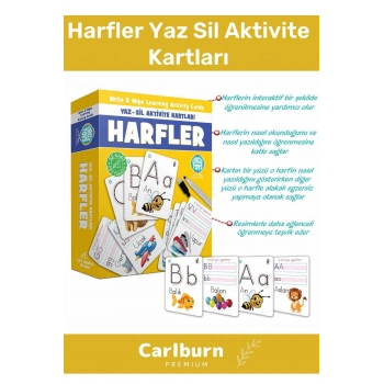 Özel Üretim Zeka Geliştirici Kişisel Gelişim Çocuk Harfler Yaz Sil Aktivite Kartları
