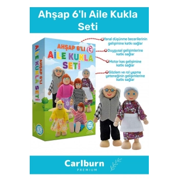 Özel Üretim Zeka Geliştirici Eğitici Kişisel Gelişim Ahşap 6lı Aile Kukla Seti