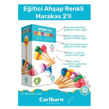 Özel Üretim Zeka Geliştirici Eğitici Kişisel Gelişim Çocuk Ahşap Renkli Marakas 2li