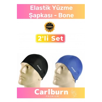 Özel Üretim Su Geçirmez Silikon Yüzücü Havuz Deniz Bonesi Elastik Yüzme Şapkası 2li Set
