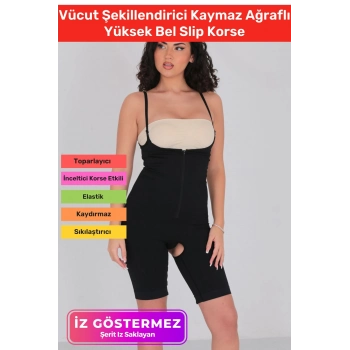2 Beden İncelten Askılı Toparlayıcı Sıkılaştırıcı Vücut Şekillendiren Kadın Fermuarlı Tam Boy Korse