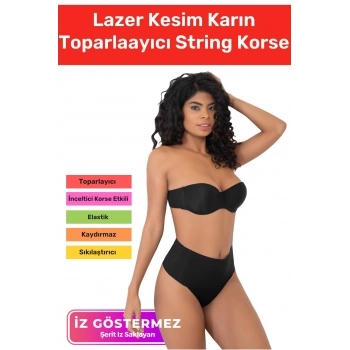 Özel Üretim İz Göstermeyen Kaymaz Sıkılaştırıcı Kadın Lazer Kesim Karın Toparlaayıcı String Korse