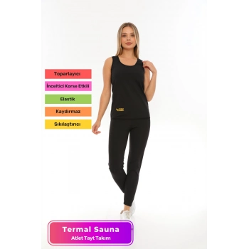 Özel Üretim Zayıflama İncelme Yağ Yakma Terleme Sauna Termal Kısa Kollu Kadın Atlet Tayt Takım