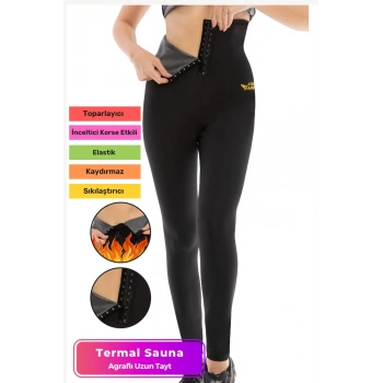 Yeni Seri Zayıflama İncelme Yağ Yakma Toplayıcı Sıkılaştırıcı Terleme Sauna Termal Agraflı Uzun Tayt