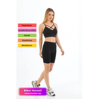 Yeni Sezon Toparlayıcı Kaymaz Sıkılaştırıcı Şekillendirici Lazer Kesim Kemerli Biker Korseli Tayt