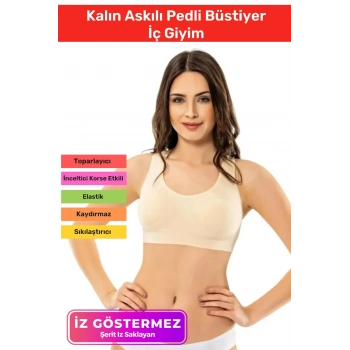 Yeni Sezon Rahat Sıkılaştırıcı Toparlayıcı Şekillendirici Kadın Dikişsiz Kalın Askılı Pedli Bustiyer