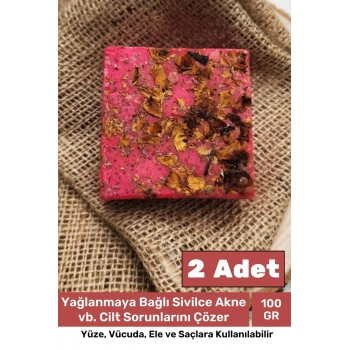 Özel Üretim %100 Doğal Güzel Kokulu El Yüz Saç Vücut Cilt Orijinal Bitkisel Gül Sabunu 120G - 2 Adet