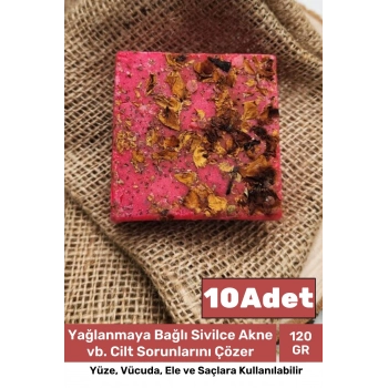 Özel Üretim %100 Doğal Güzel Kokulu El Yüz Saç Vücut Cilt Orijinal Bitkisel Gül Sabunu 120G- 10 Adet