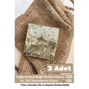 Özel Üretim %100 Doğal Güzel Kokulu El Yüz Saç Vücut Cilt Orijinal Bitkisel Kil Sabunu 120G - 3 Adet