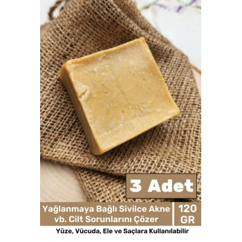 %100 Doğal Güzel Kokulu El Yüz Saç Vücut Cilt Orijinal Bitkisel Mardin Bıttım Sabunu 120G - 3 Adet