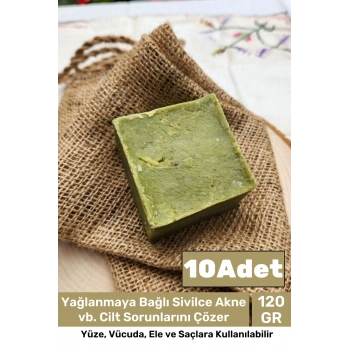 %100 Doğal Güzel Kokulu El Yüz Saç Vücut Cilt Orijinal Bitkisel Siirt Bıttım Sabunu 120G - 10 Adet