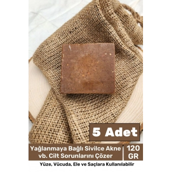 %100 Doğal Güzel Kokulu El Yüz Saç Vücut Cilt Orijinal Bitkisel Kükürt Katran Sabunu 120G - 5 Adet