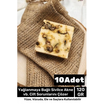 Lüks %100 Doğal Güzel Kokulu El Yüz Saç Vücut Cilt Orijinal Bitkisel Papatya Sabunu 120G - 10 Adet