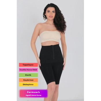 Özel Üretim Yüksek Bel İnceltici Toparlayıcı Sıkılaştırıcı Fermuarlı Agraflı Rahat Tulum Şık Korse