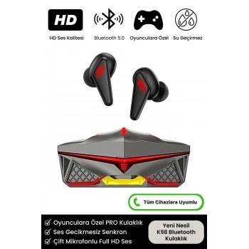 HD Ses Işıklı Metal Kasa Ios Android Uyumlu Mikrofonlu K98 Pro Oyuncu Bluetooth Kablosuz Kulaklık