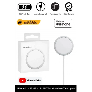 iPhone 11 12 13 14 15 16 Uyumlu Magsafe Kablosuz Hızlı Şarj Aleti Tam Uyumlu Wireless Charger Adaptörü