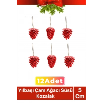 Özel Üretim Lüks Noel Parti Dekoratif Yeni Yıl Kış Yılbaşı Çam Ağacı Süsü Kozalak Altın 12li