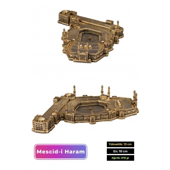Özel Üretim Kutulu Antik Sarı Mescid-i Haram Hediyelik Dekoratif Biblo