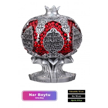 Özel Üretim Kutulu Antik Gümüş Canlılık Pozitiflik Dekoratif Karınca Duası Bereket Nar Boytu Biblo