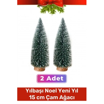 Mini Çam Masaüstü Minyatür Dekorasyon Küçük Süs Kar Yeni Yıl Noel Yapay Sedir Ağacı 15cm 2 Adet