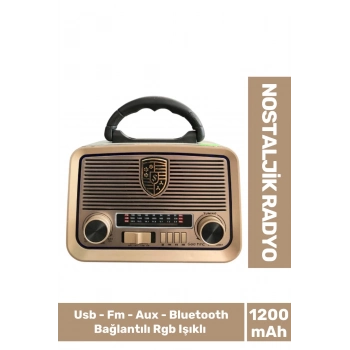 Yüksek Sesli Fiş Priz Şarjlı & Pilli Fm Bluetooth Usb Mp3 Aux TF Sd Dekoratif Nostaljik Radyo