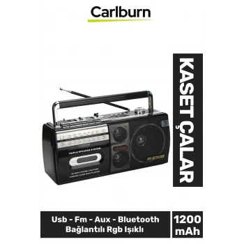 Ses Kayıt Özellikli Anten Retro Şık Taşınabilir Aux Bluetooth Usb Sd Fm Radyo Nostaljik Kaset Çalar