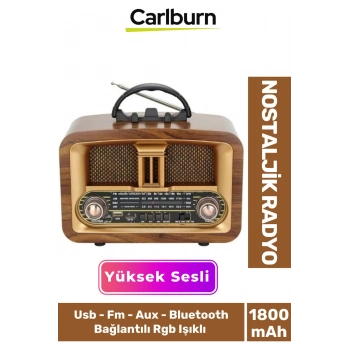 Kaliteli Yüksek Sesli Retro Şık Ahşap Bluetooth Bağlantılı Fm Usb Tf Aux Şarjlı Nostaljik Radyo