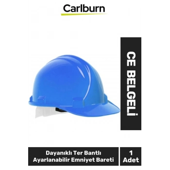 CE Belgeli Dayanıklı Ter Bantlı Ayarlanabilir Şantiye İnşaat İş Güvenliği Mavi Emniyet Bareti