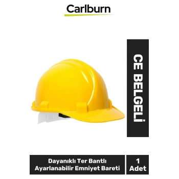 CE Belgeli Dayanıklı Ter Bantlı Ayarlanabilir Şantiye İnşaat İş Güvenliği Sarı Emniyet Bareti