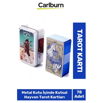 Beyaz Numen Tarot Teneke Metal Kutu İçinde Kutsal Hayvan PDF Kılavuzu Kitap Divination Kader 78 Adet