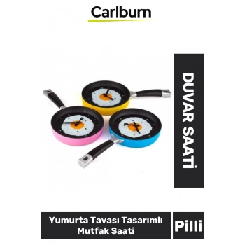 Özel Tasarım Pilli Kutulu Duvar Dekoratif Hediyelik Yumurta Tavası Mutfak Saati