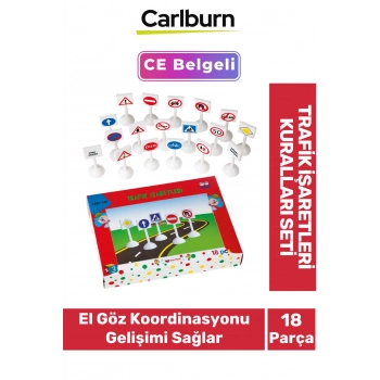 Zeka Geliştirici Öğretici Eğitici Yol Ev Okul Plastik Trafik İşaretleri Kuralları 18 Parça Sembol