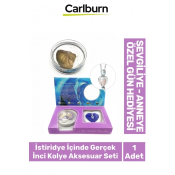 Özel Üretim Doğum Günü Sevgiliye Hediye Kutulu Şık İstiridye İçinde Gerçek İnci Kolye Aksesuar Seti