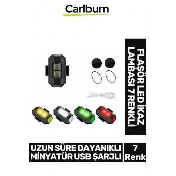 Uzun Süre Dayanıklı Minyatür Usb Şarjlı Bisiklet Motorsiklet Drone Flaşör Led İkaz Lambası 7 Renkli