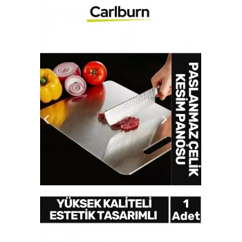 Yüksek Kaliteli Estetik Tasarımlı Dayanıklı Kaymaz Yüzey Paslanmaz Çelik Sebze Meyve Et Kesim Panosu