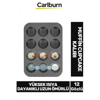 Yüksek Isıya Dayanıklı Uzun Ömürlü Yapışmaz Yıkanabilir 12 Gözlü Muffin Cupcake Kalıbı