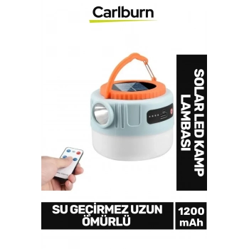 Su Geçirmez 1200 mAh 3 Modlu 10 Parlaklık Kademeli Solar Led Kamp Balık Av Çadır Lambası