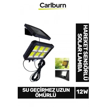 Su Geçirmez Uzun Ömürlü 12W Aydnlatma 5 Metre Mesafeli 3 Modlu Hareket Sensörlü Solar Lamba