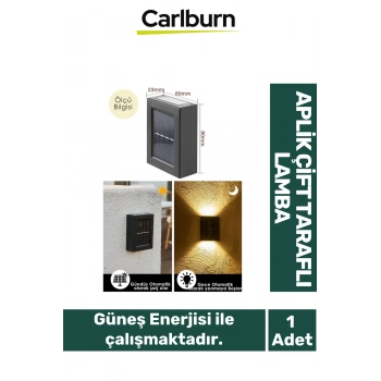 Su Geçirmez Solar Aydınlatma Güneş Enerjili 600mAh Solar Aplik Gün Işığı Çift Taraflı Duvar Lamba