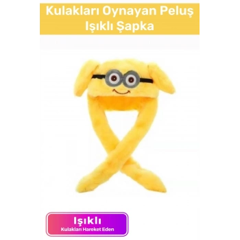 Özel Üretim Kışlık Sevimli Zarif Rahat Hareketli Kulakları Kalkan Oynayan Peluş Işıklı Şapka